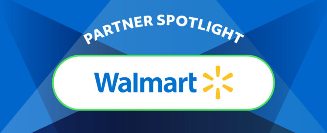 Partner Spotlight on Walmart. Bright blue spotlight design.